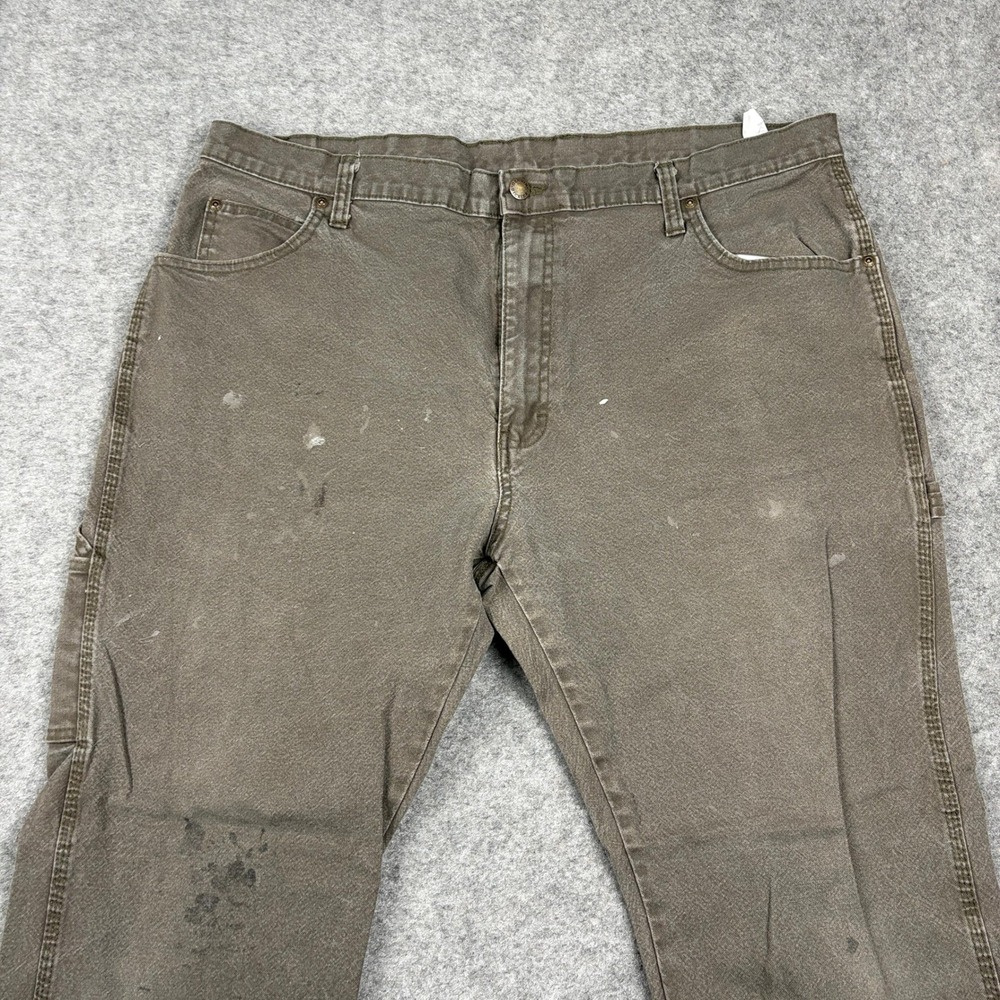Dickies Carpenter Pants Mens 38x30 Brown Distressed Utility Workwear Duck Canvas